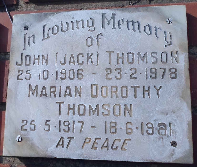 THOMSON John 1906-1978 &amp; Marian Dorothy 1917-1981