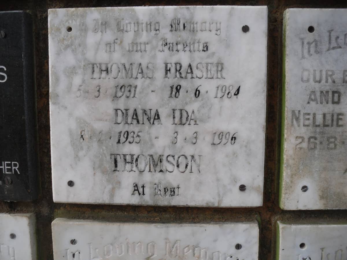 THOMPSON Thomas Fraser 1931-1984 &amp; Diana Ida 1935-1996
