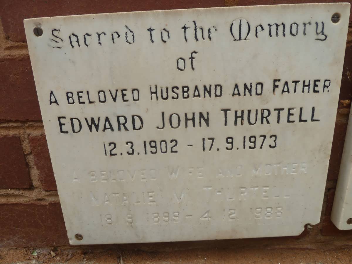 THURTELL Edward John 1902-1973 &amp; Natalie M. 1899-1988