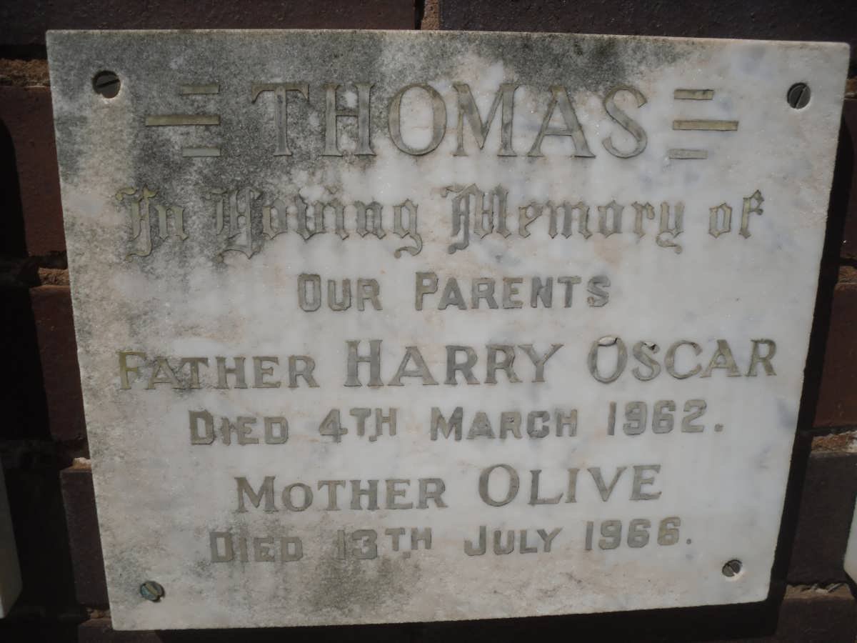 THOMAS Harry Oscar -1962 &amp; Olive -1966