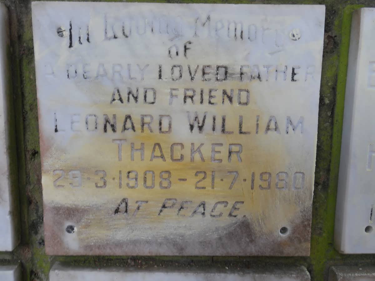 THACKER Leonard William 1908-1980