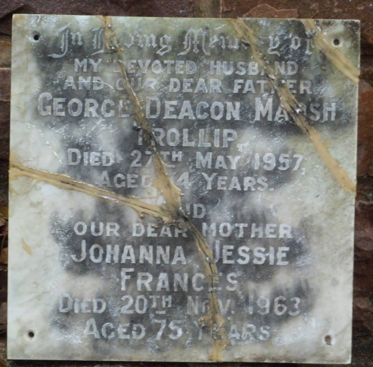 TROLLIP George Deacon Marsh -1957 &amp; Johanna Jessie Frances -1963