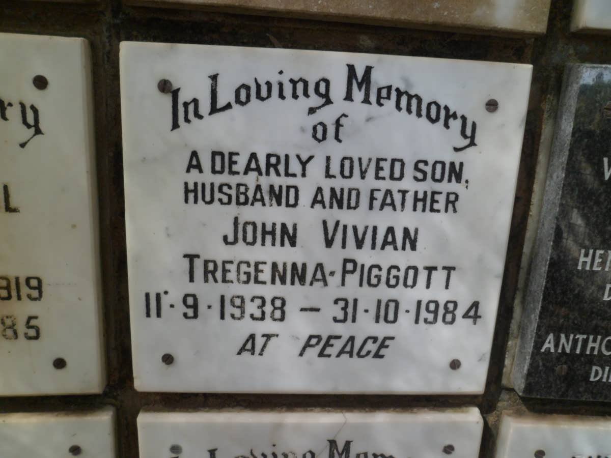 TREGENNA-PIGGOTT John Vivian 1938-1984