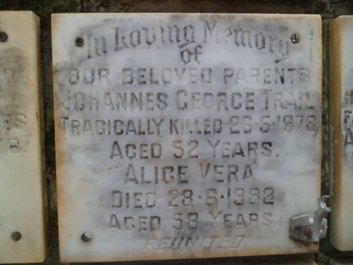 TRAIL Johannes George -1978 &amp; Alice Vera -1982