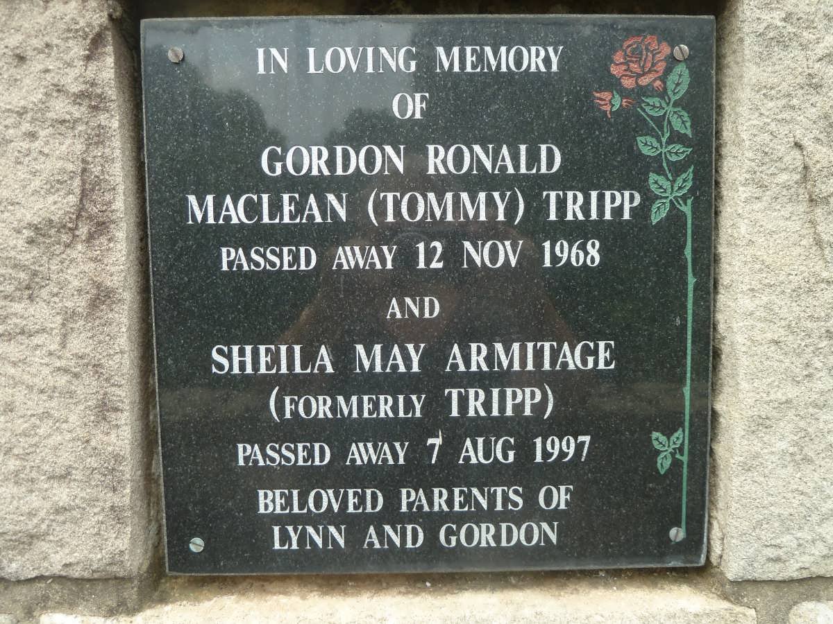 TRIPP Gordon Ronald MacLEAN -1968 &amp; Sheila May ARMITAGE formely TRIPP -1997