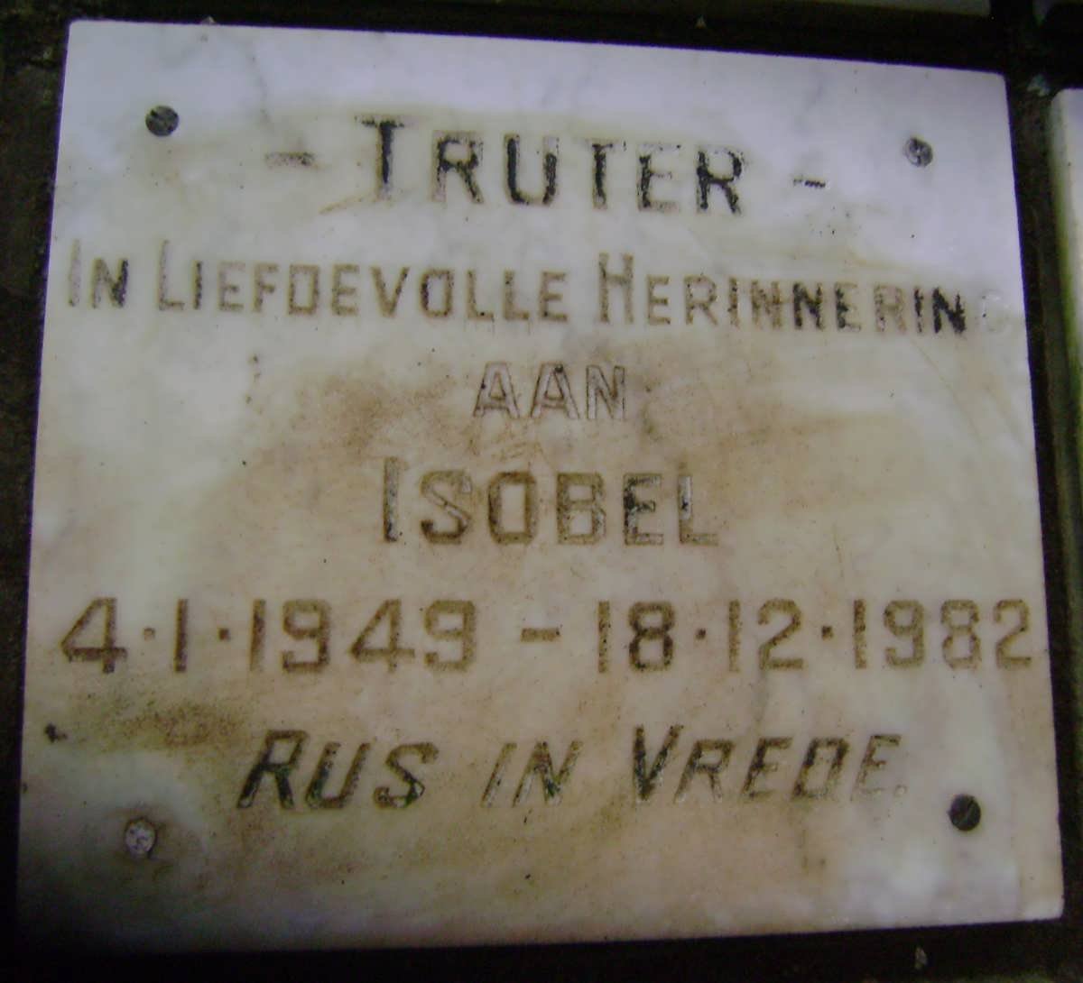 TRUTER Isobel 1949-1982