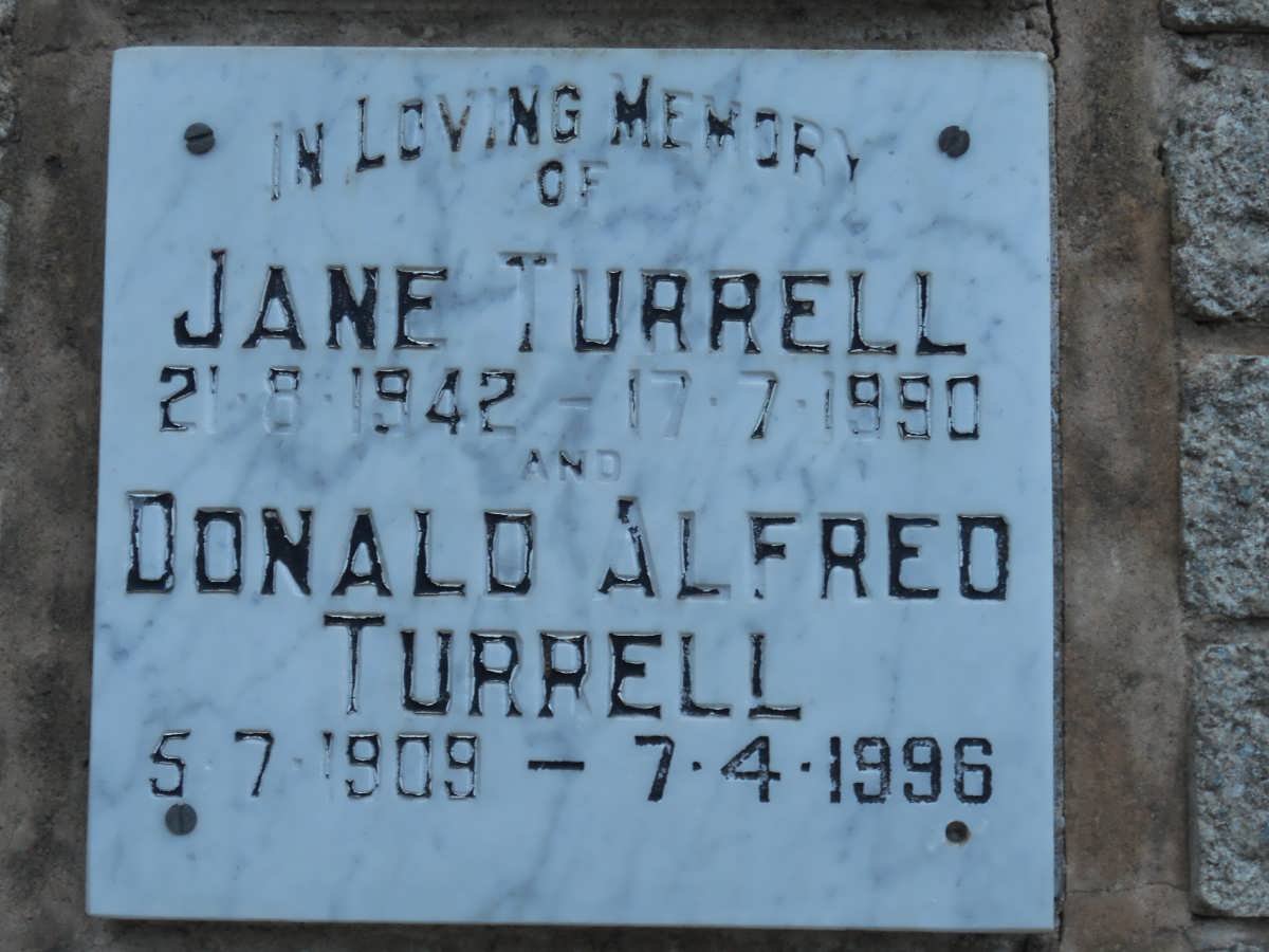 TURRELL Donald Alfred 1909-1996 &amp; Jane 1942-1990