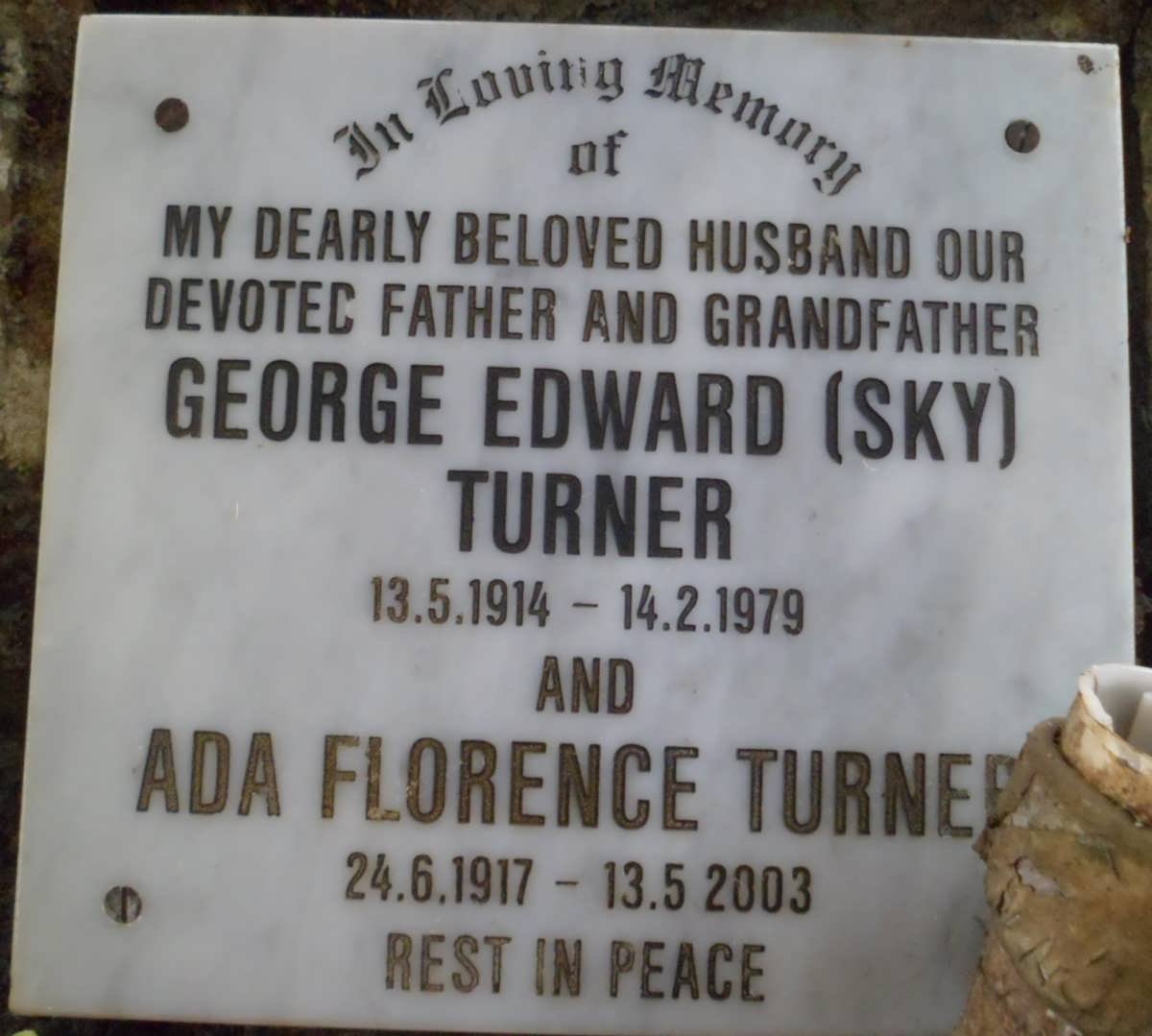 TURNER George Edward 1914-1979 &amp; Ada Florence 1917-2003