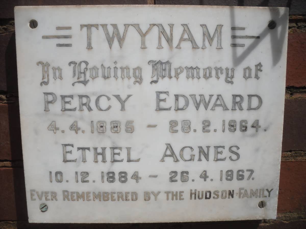 TWYNAM Percy Edward 1885-1964 &amp; Ethel Agnes 1884-1967