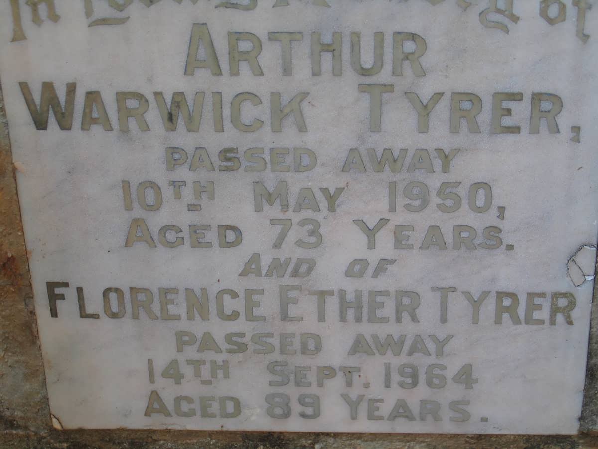 TYRER Arthur Warwick -1950 &amp; Florence Ether -1964