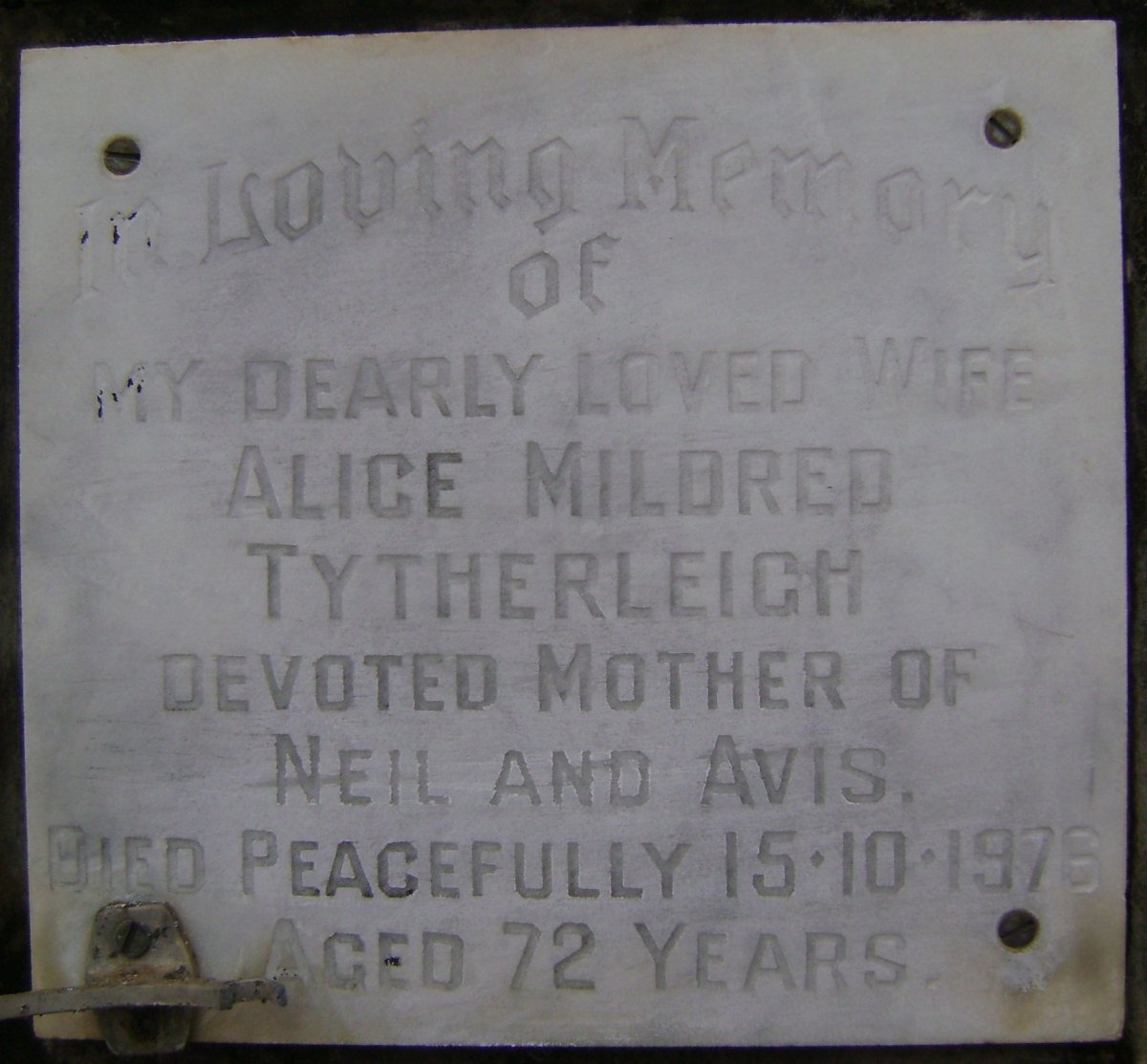 TYTHERLEIGH Alice Mildred -1976