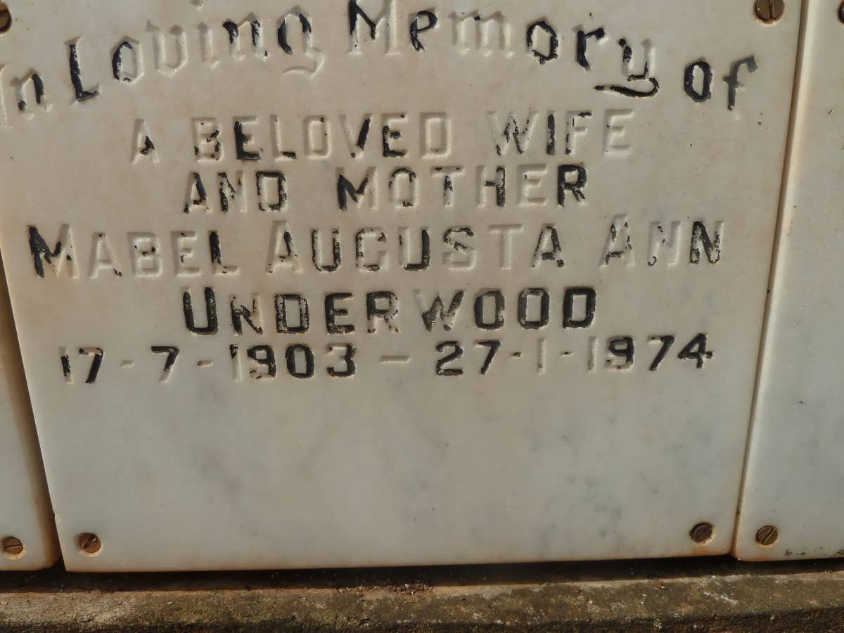 UNDERWOOD Mabel Augusta Ann 1903-1974