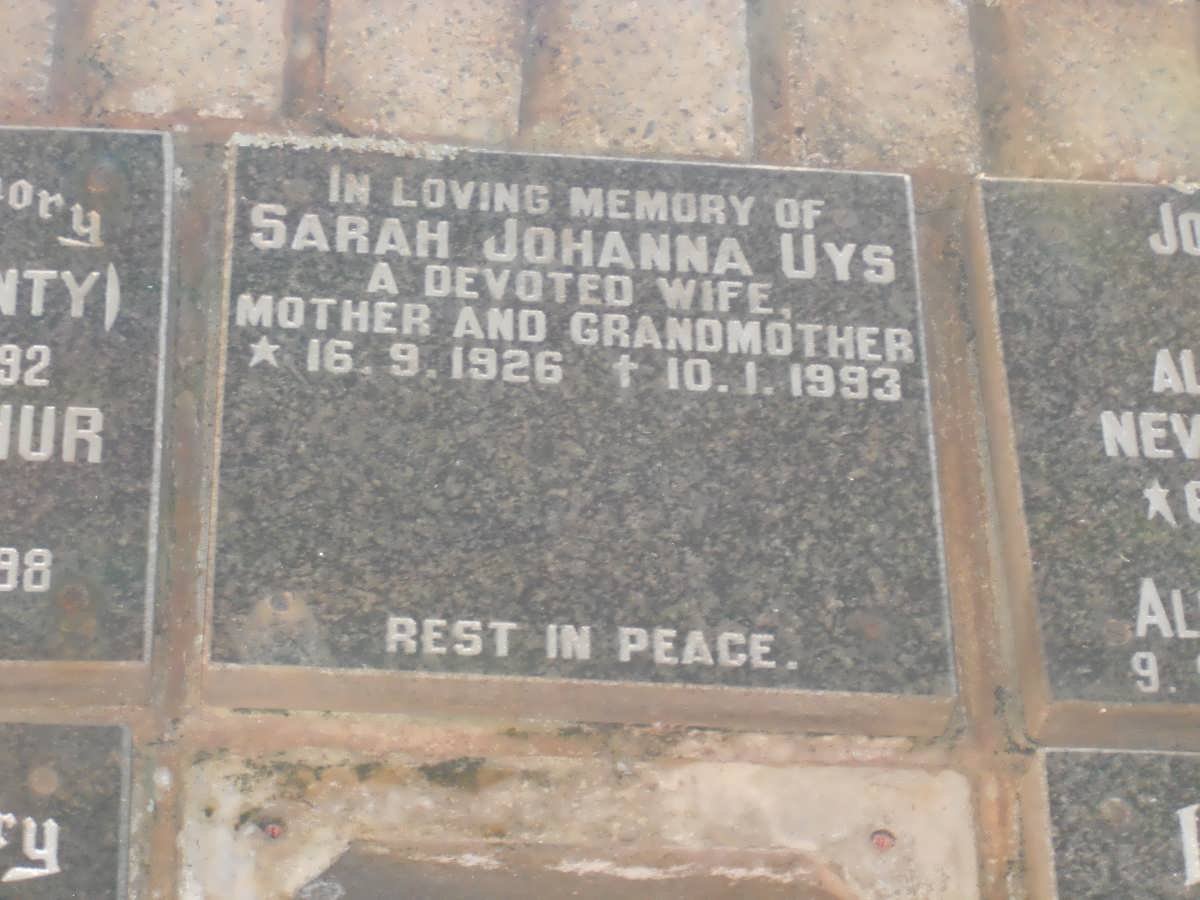 UYS Sarah Johanna 1926-1993