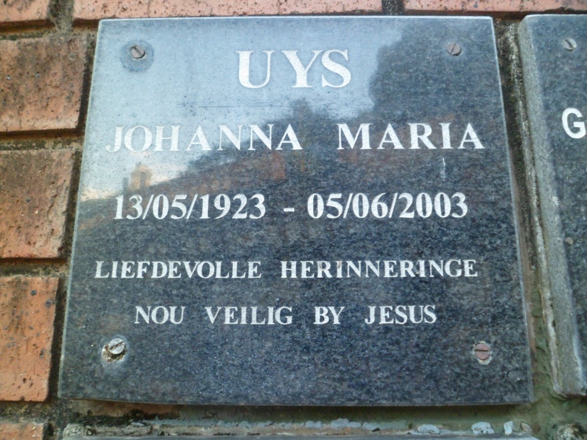 UYS Johanna Maria 1923-2003