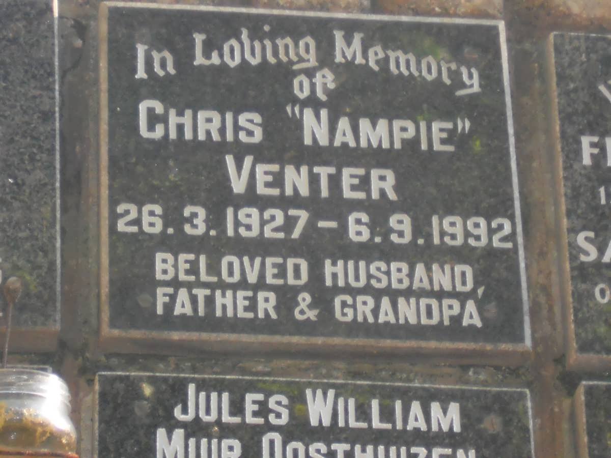 VENTER Chris 1927-1992