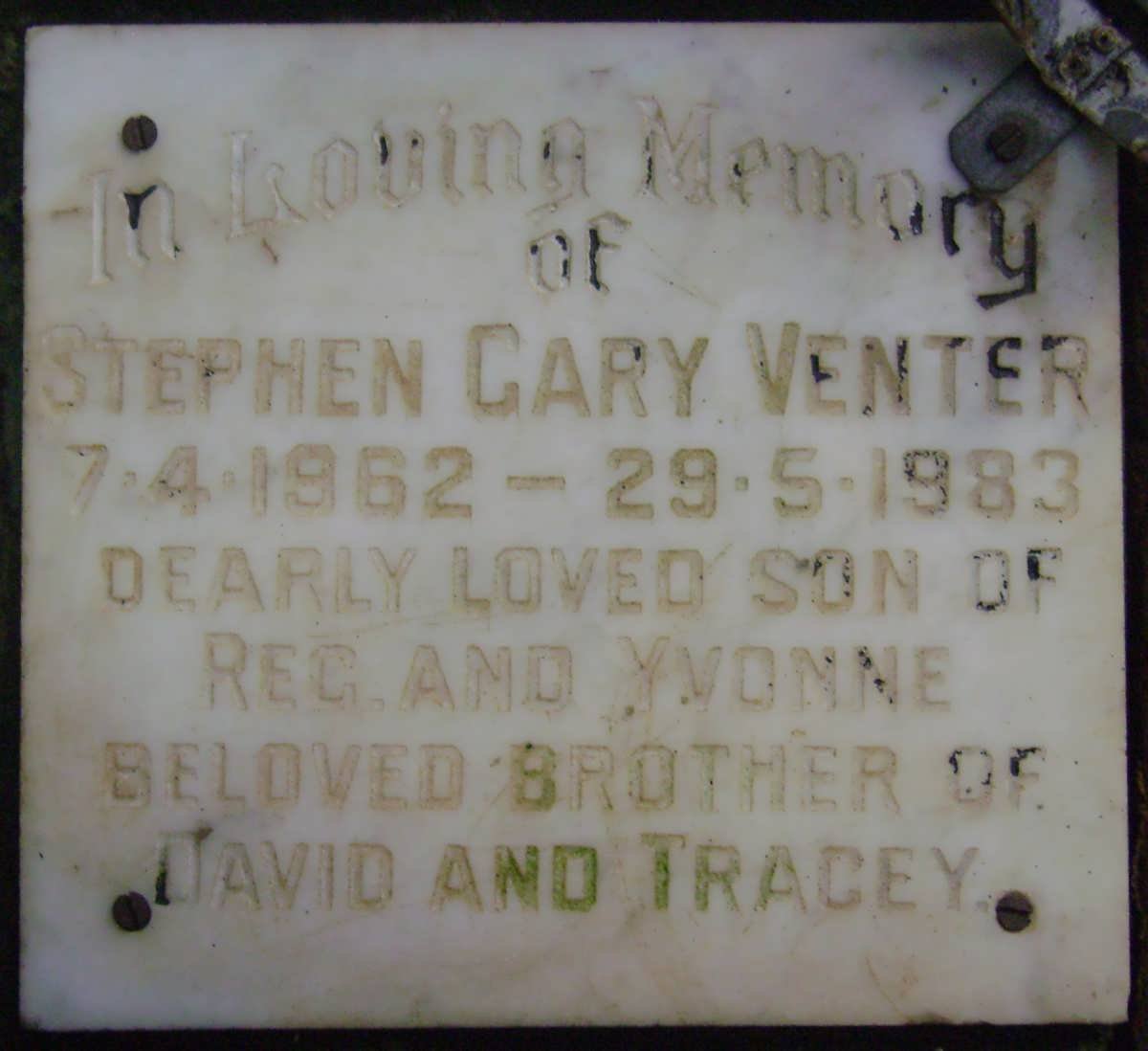 VENTER Stephen Gary 1962-1983