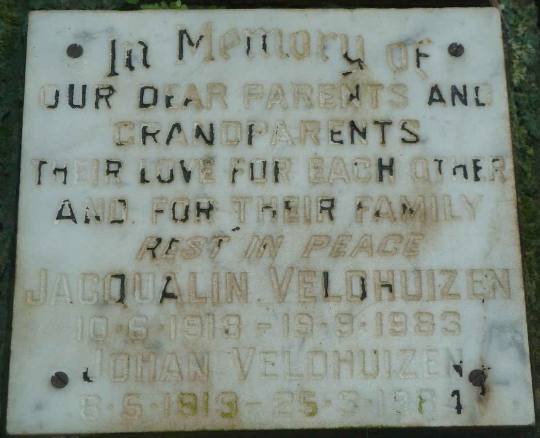 VELDHUIZEN Johan 1919-1984 &amp; Jacqualin 1918-1983