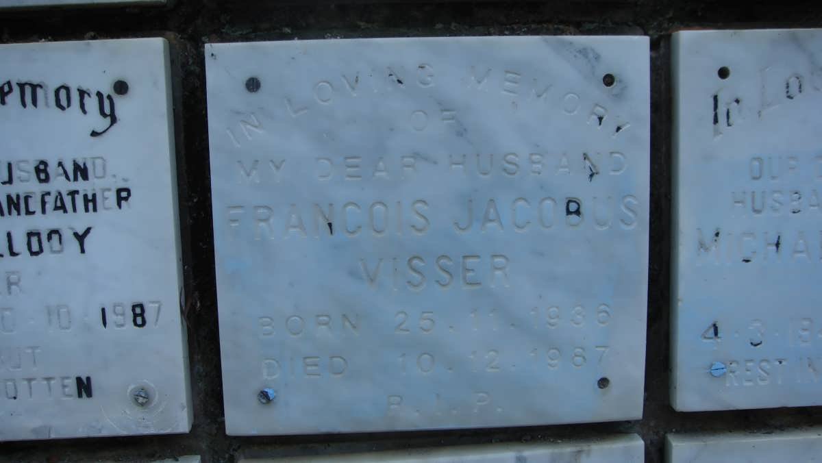 VISSER Francois Jacobus 1936-1987