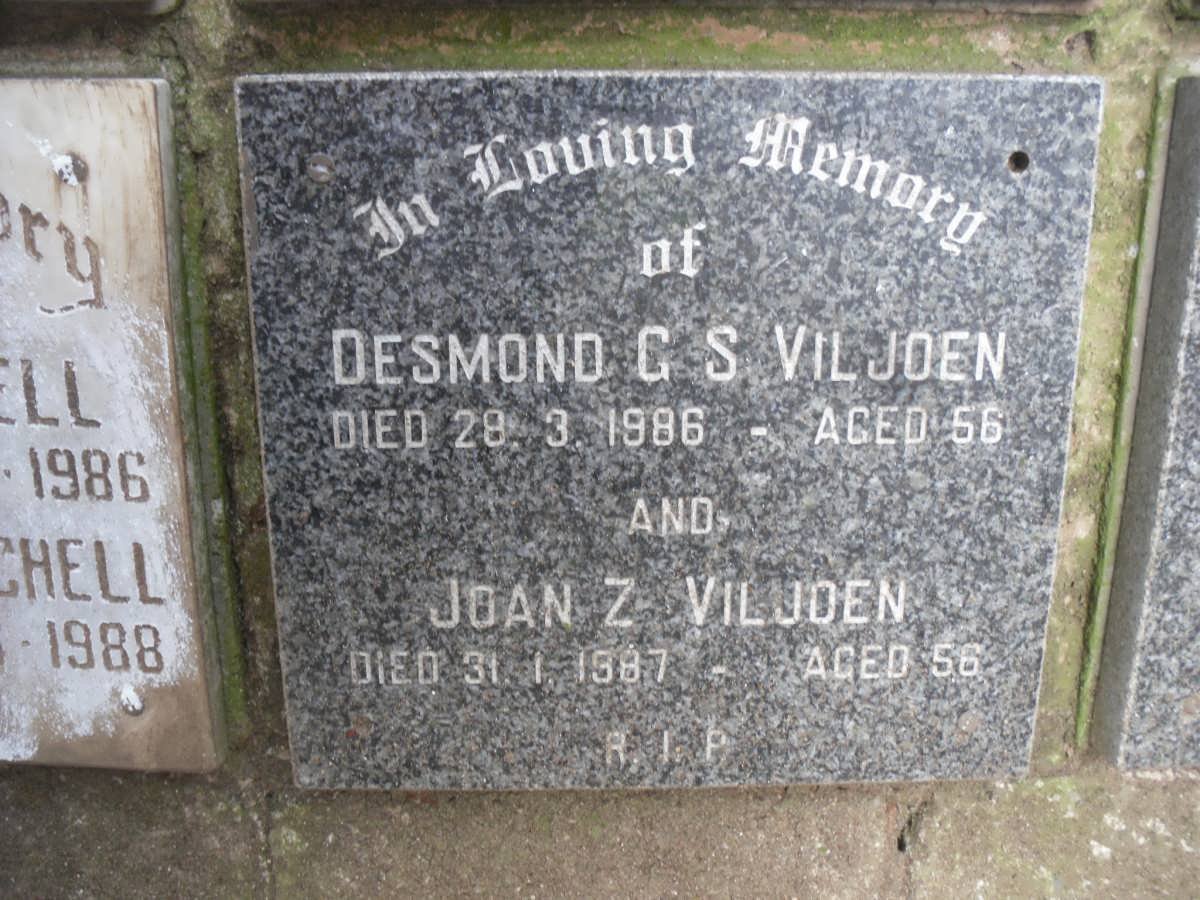VILJOEN Desmond G.S. -1986 &amp; Joan Z. -1987