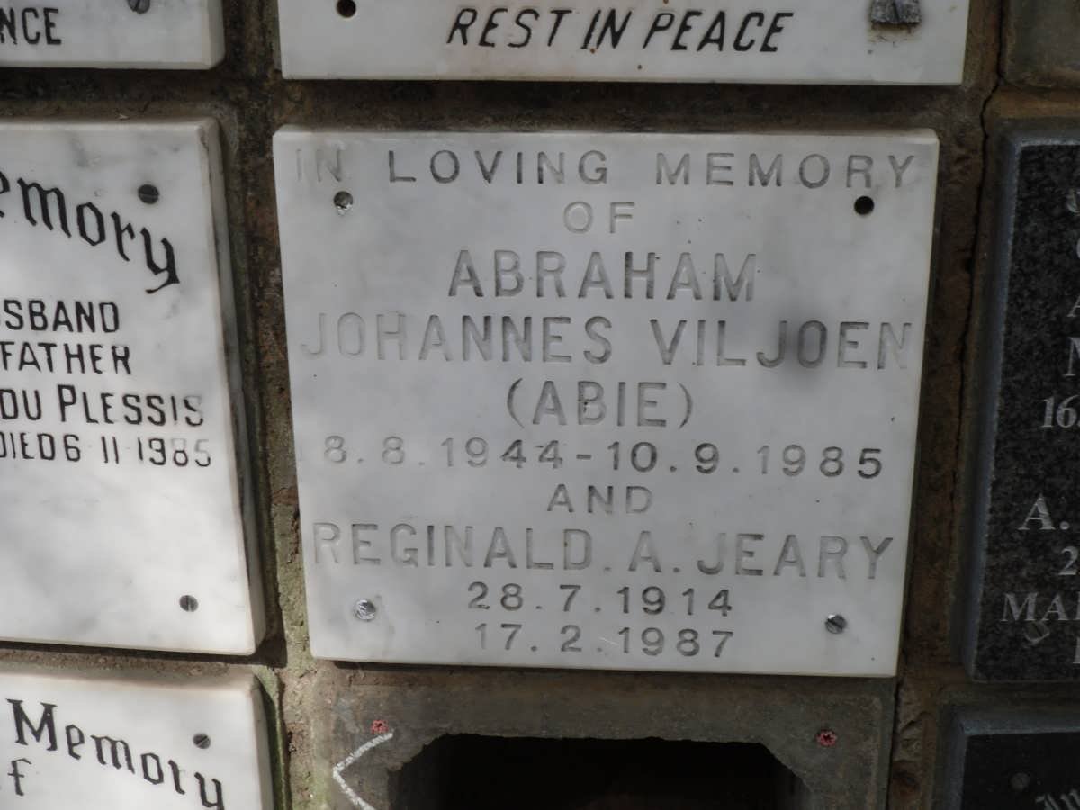 VILJOEN Abraham Johannes 1944-1985 :: JEARY Reginald A. 1914-1987