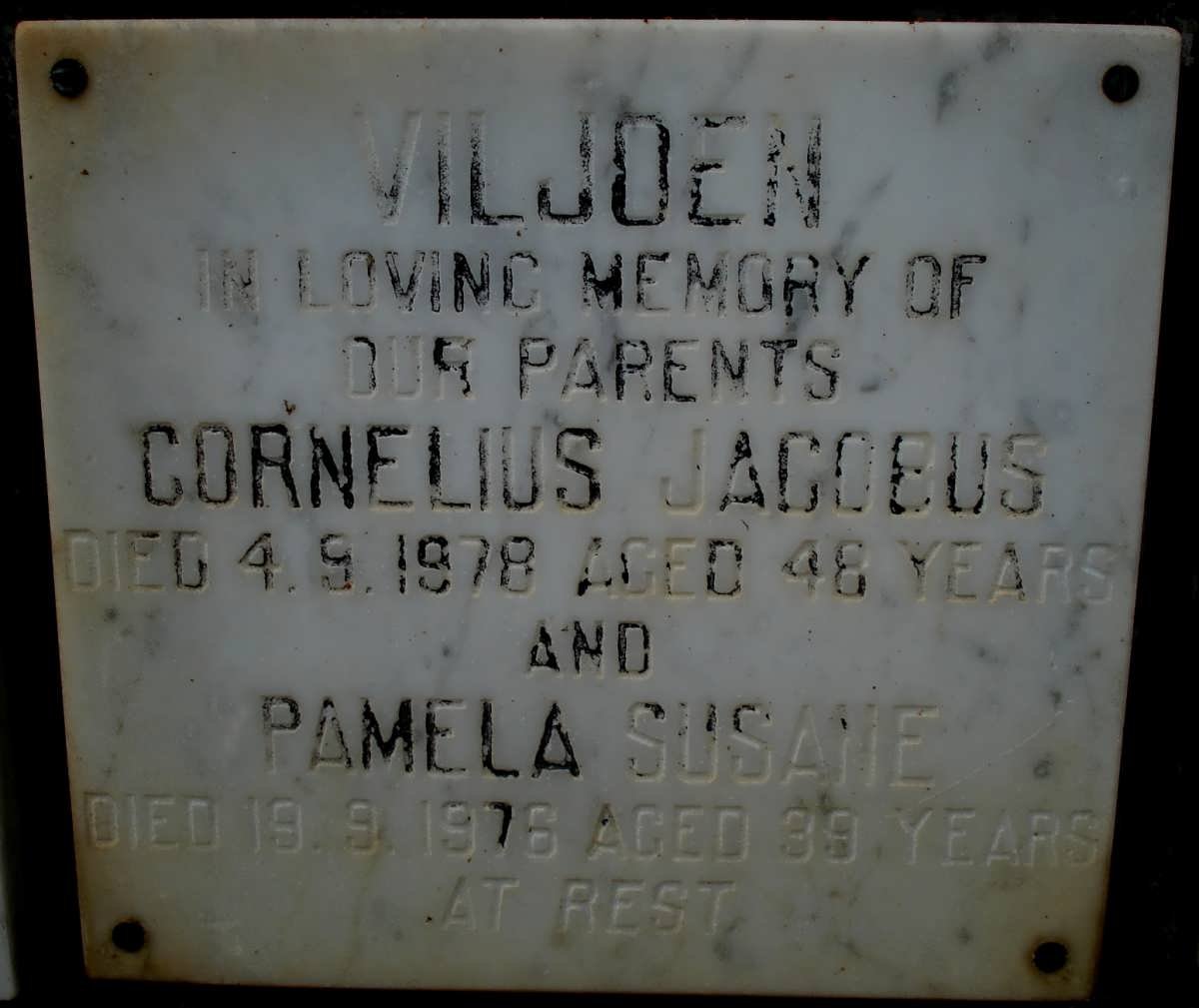 VILJOEN Cornelius Jacobus -1978 &amp; Pamela Susane -1976