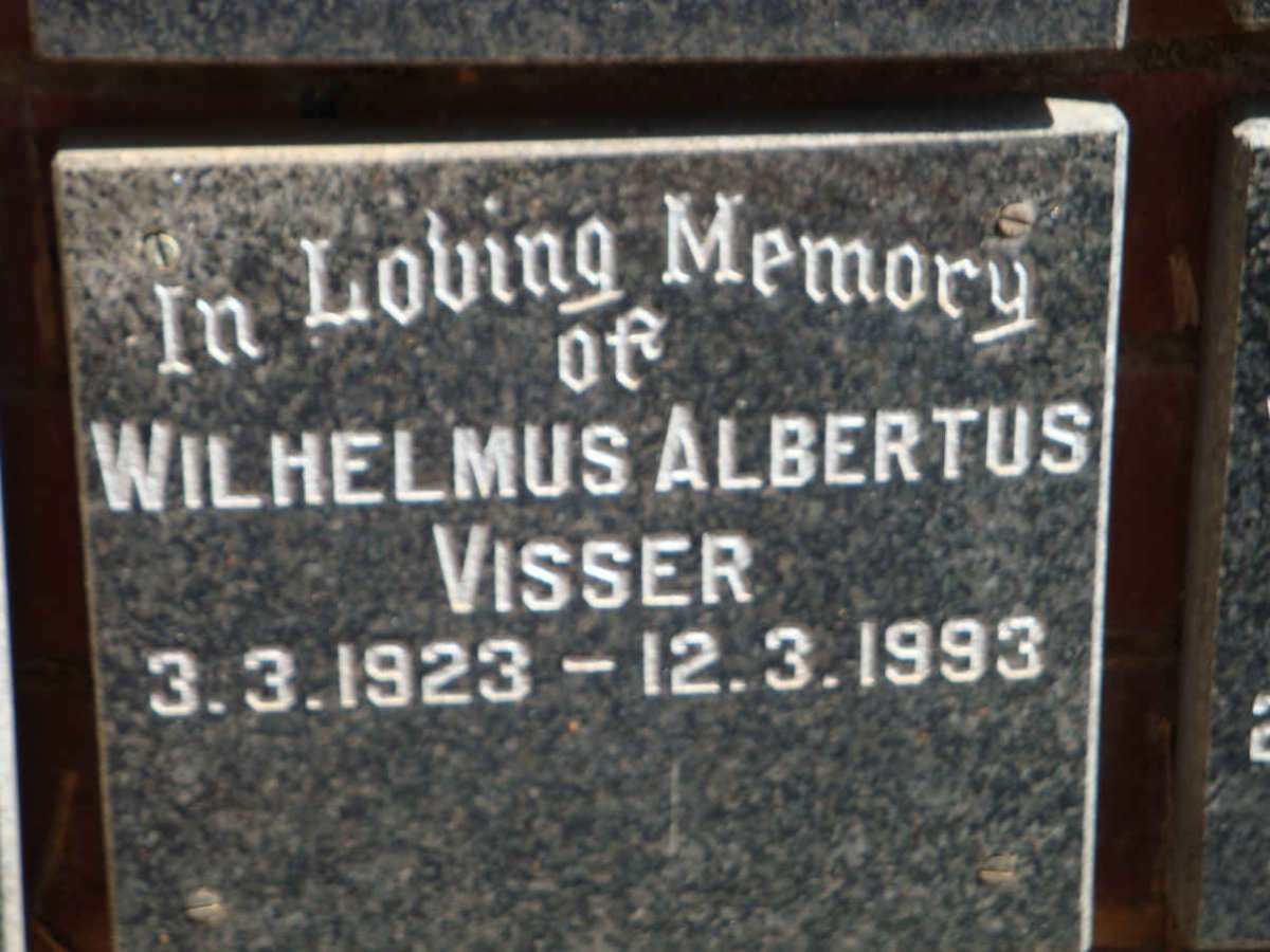 VISSER Wilhelmus Albertus 1923-1993