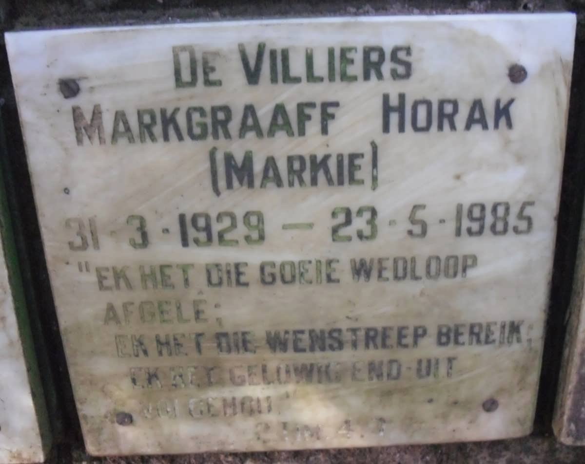 VILLIERS Markgraaff Horak, de 1929-1985