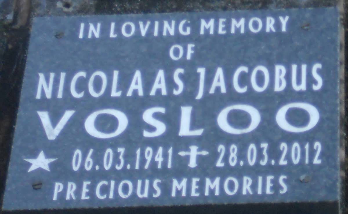VOSLOO Nicolaas Jacobus 1941-2012