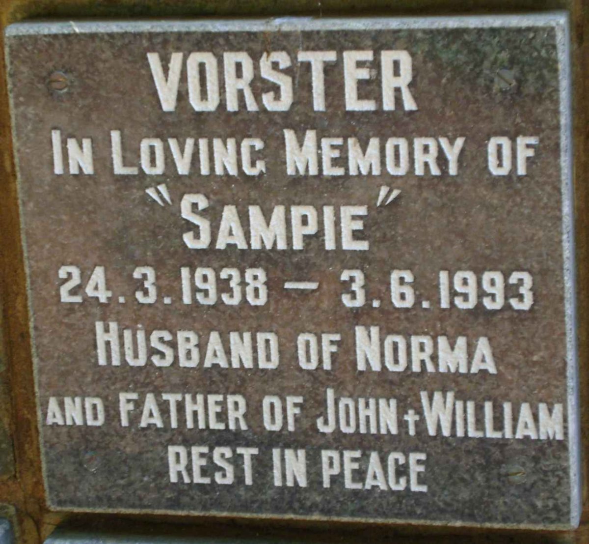 VORSTER Sampie 1938-1993