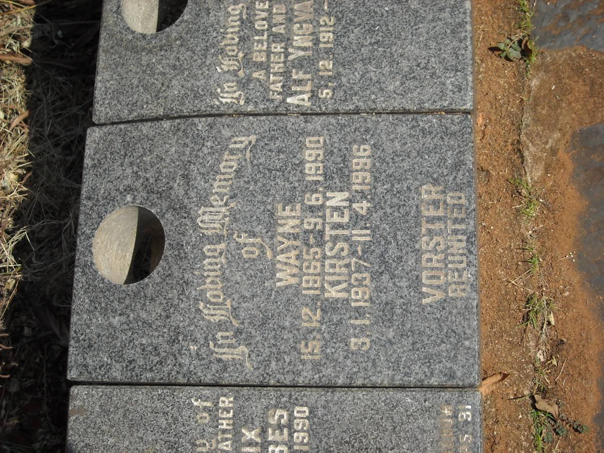 VORSTER Wayne 1965-1990 :: VORSTER Kirsten 1937-1996