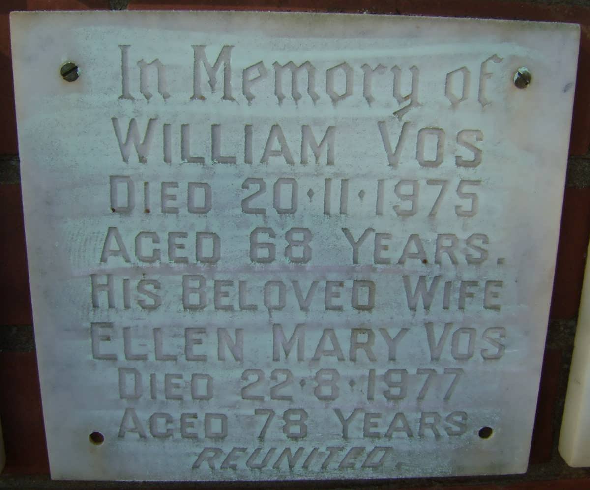 VOS William -1975 &amp; Ellen Mary -1977