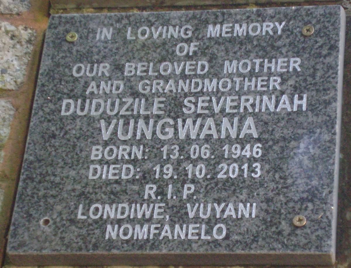 VUNGWANA Duduzile Severinah 1946-2013