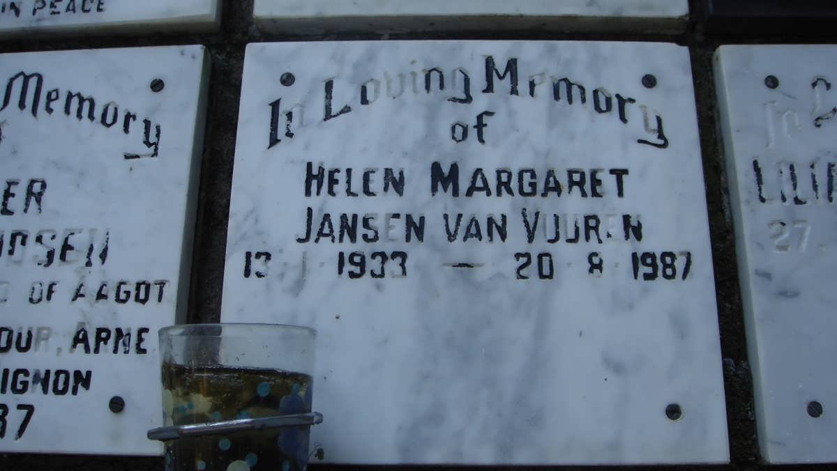 VUUREN Helen Margaret, Jansen van 1933-1987