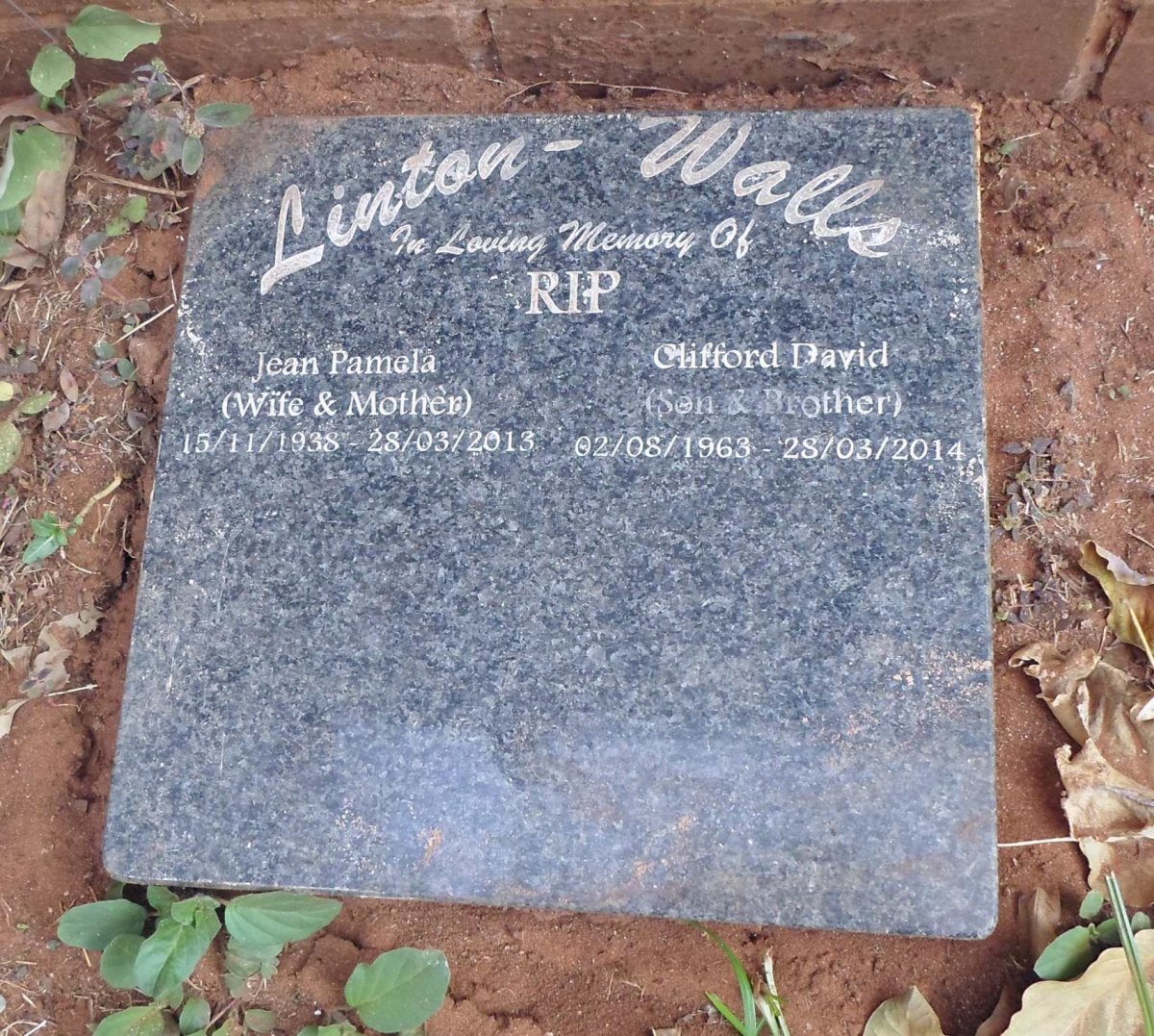 WALLS Jean Pamela, LINTON 1938-2013 ::WALLS Clifford David, LINTON 1963-2014