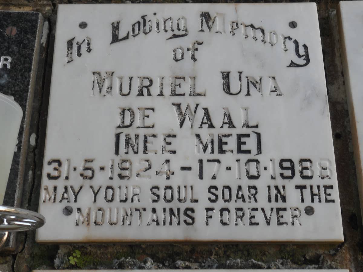 WAAL Muriel Una, de nee MEE 1924-1988