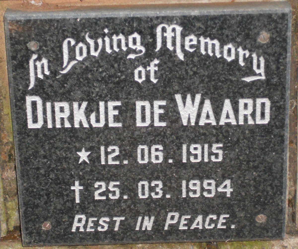 WAARD Dirkje, de 1915-1994