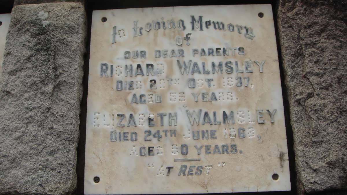 WALMSLEY Richard -1937 &amp; Elizabeth -1968