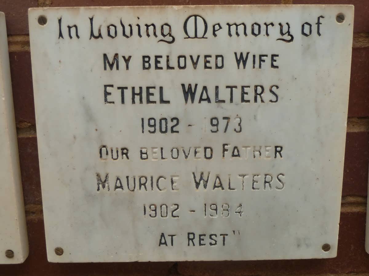 WALTERS Maurice 1902-1984 &amp; Ethel 1902-1973