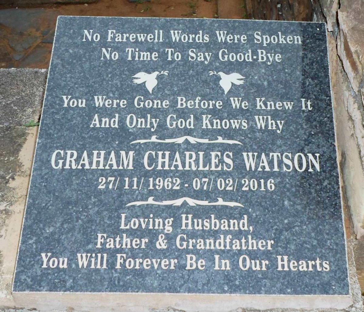 WATSON Graham Charles 1962-2016