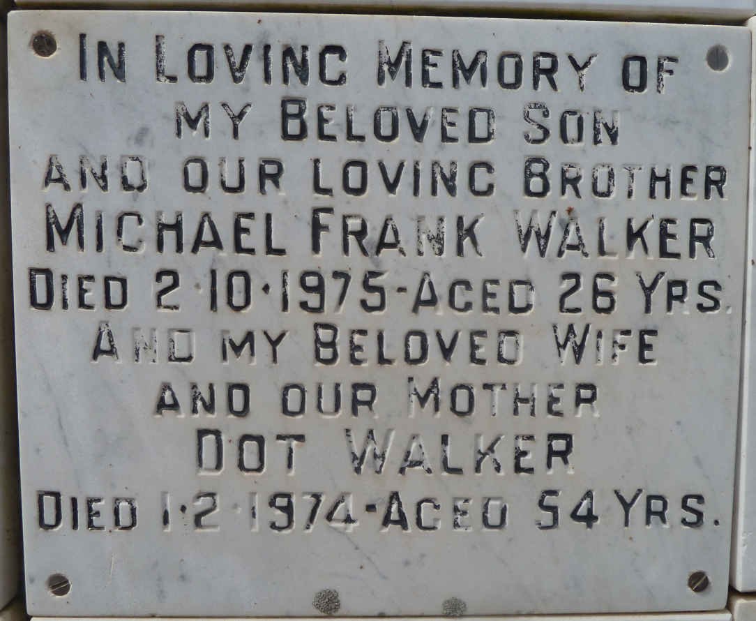 WALKER Michael Frank -1975 &amp; Dot -1974