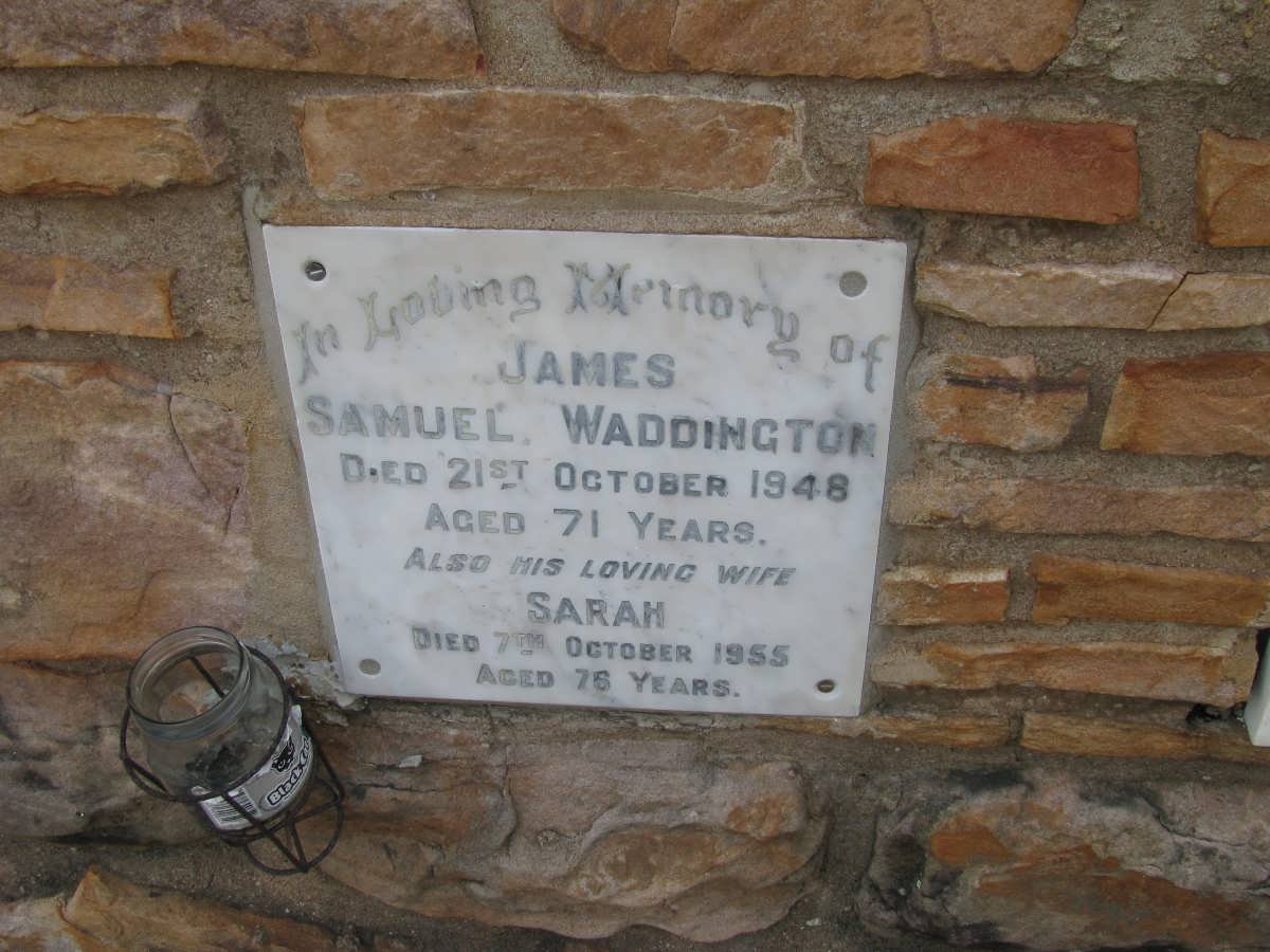 WADDINGTON James Samuel -1948 &amp; Sarah -1955