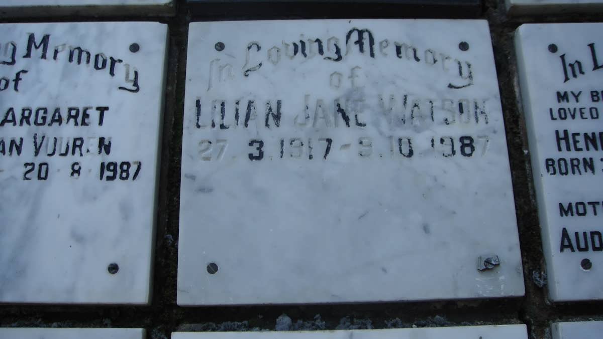 WATSON Lilian Jane 1917-1987