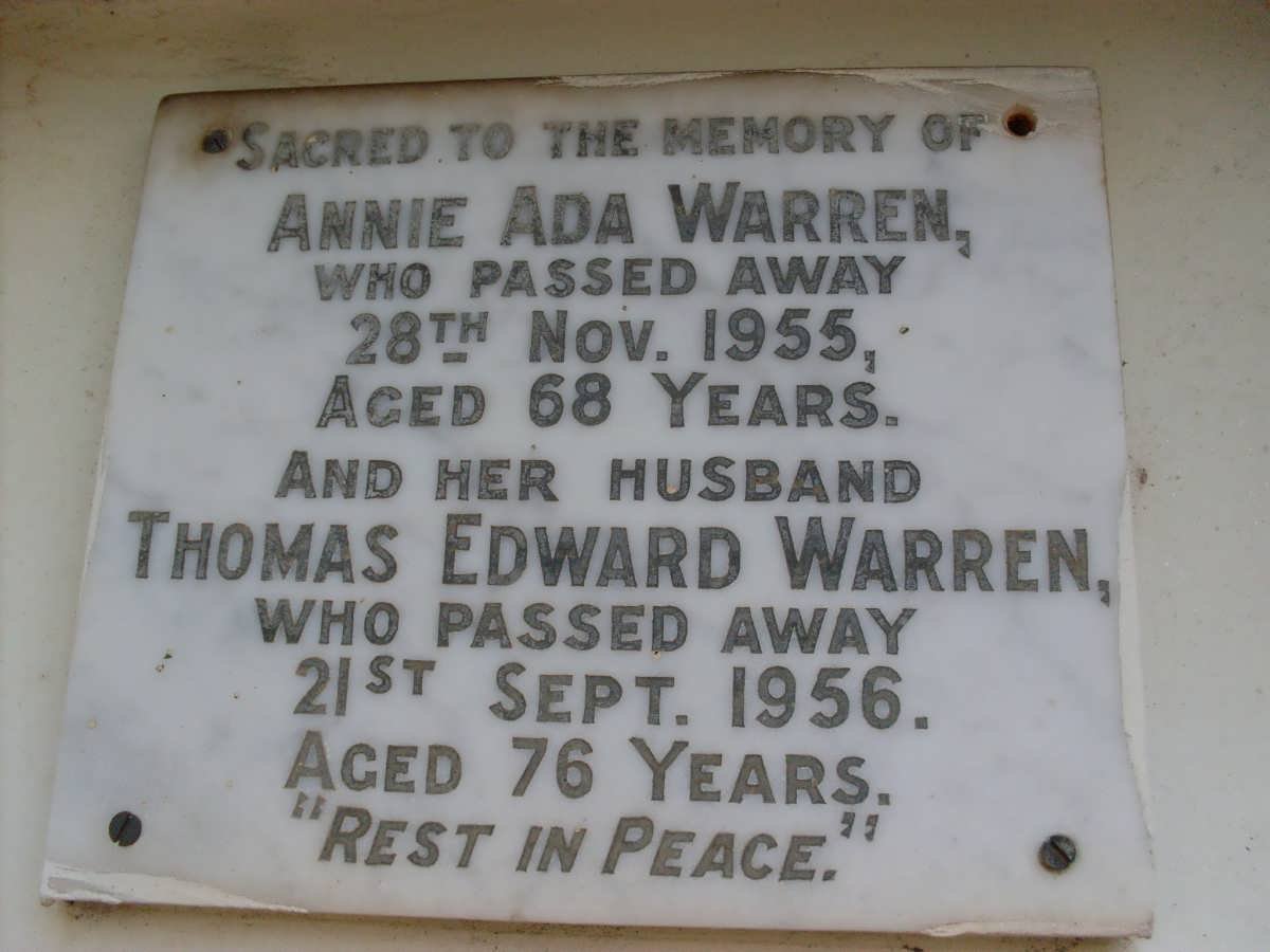 WARREN Thomas Edward -1956 &amp; Annie Ada -1955