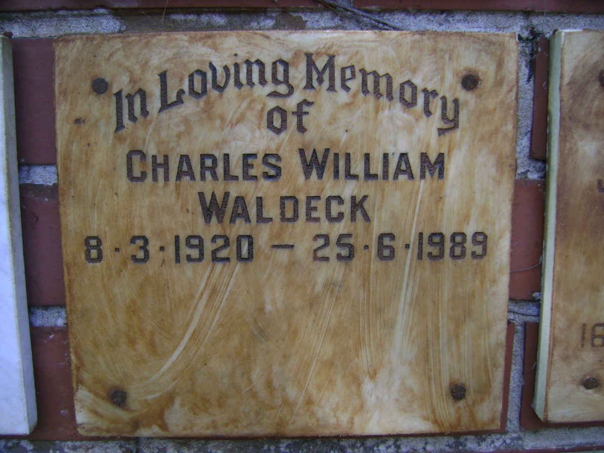 WALDECK Charles William 1920-1989