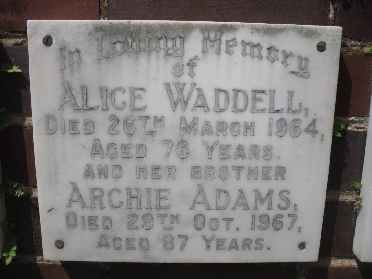 WADDELL Alice -1964 :: ADAMS Archie -1967