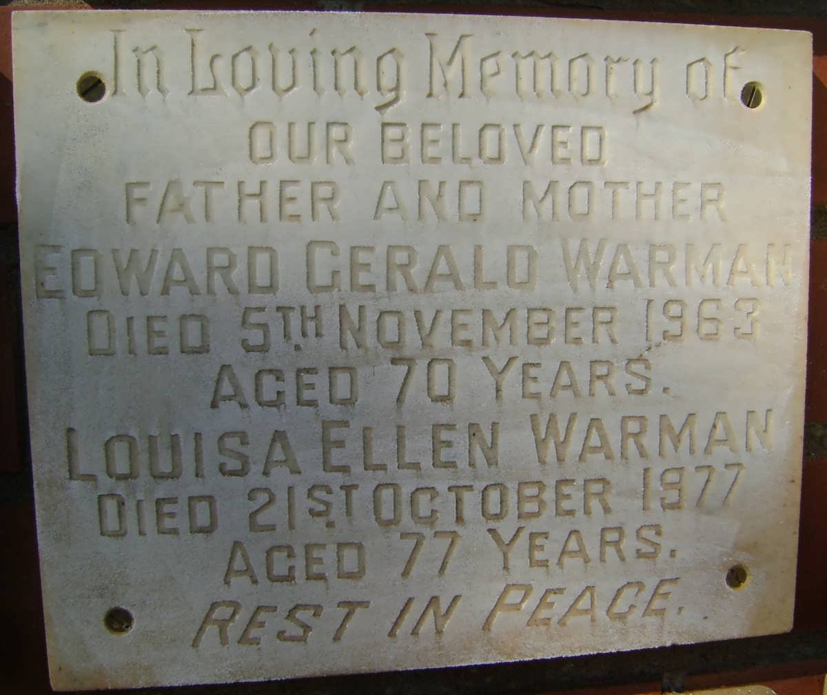 WARMAN Edward Gerald -1963 &amp; Louisa Ellen -1977