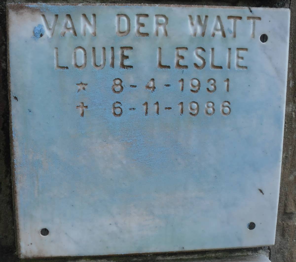 WATT Louie Leslie, van der 1931-1986