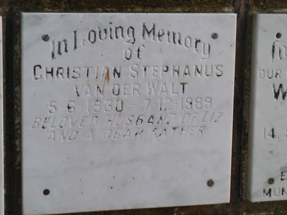 WALT Christian Stephanus, van der 1930-1989