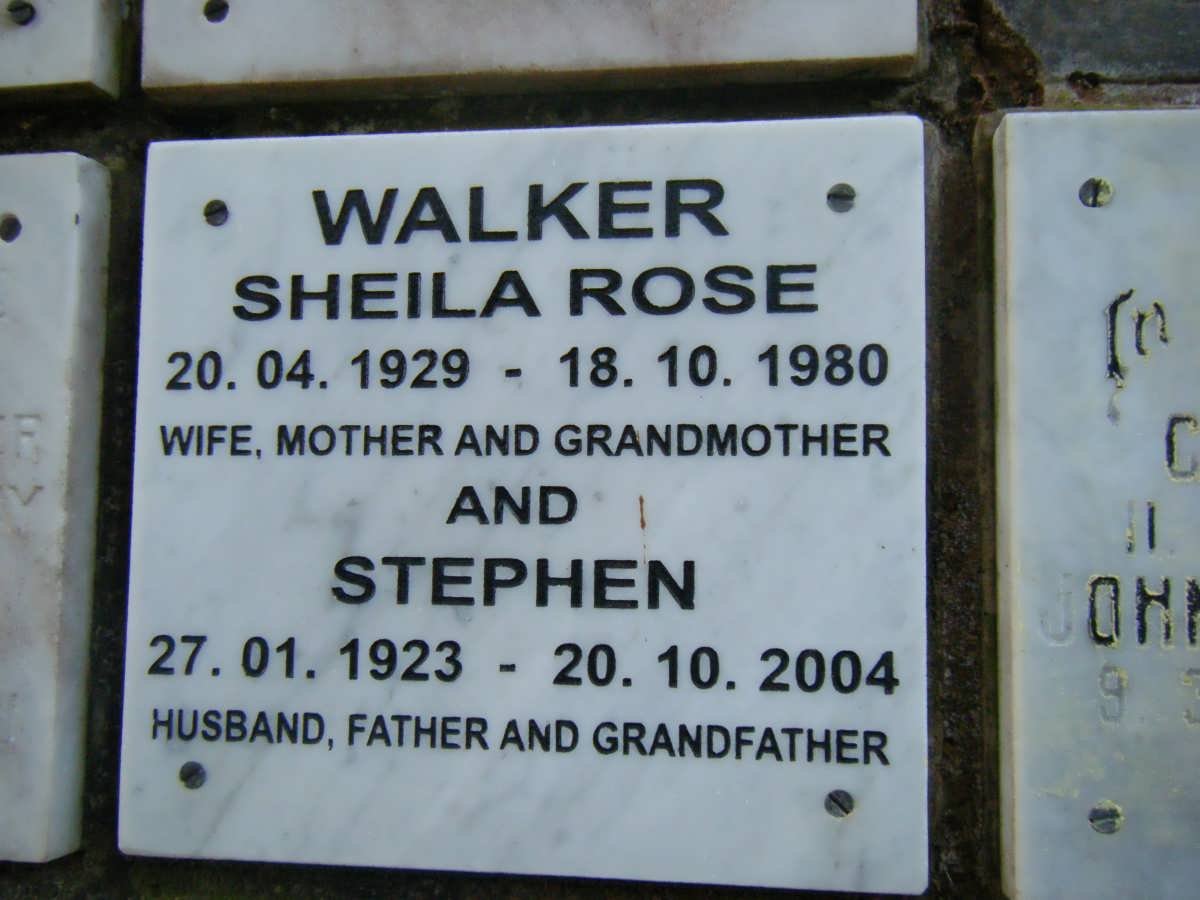 WALKER Stephen 1923-2004 &amp; Sheila Rose 1929-1980