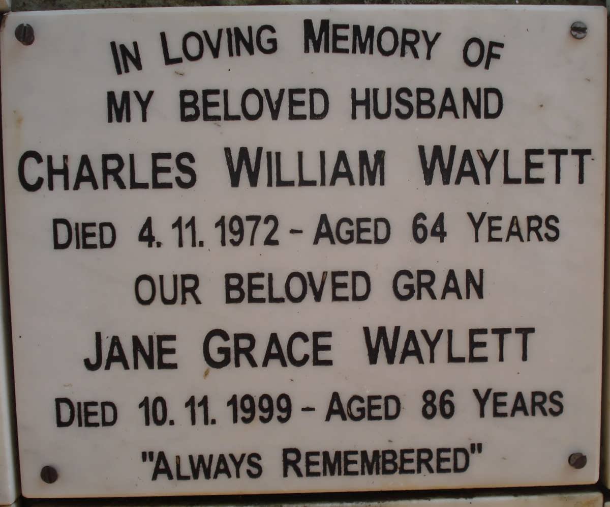 WAYLETT Charles William -1972 &amp; Jane Grace -1999